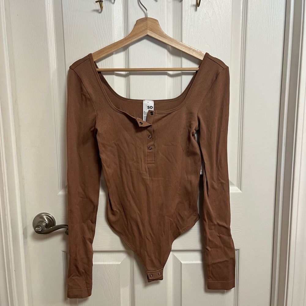 SO Caramel Ribbed Bodysuit